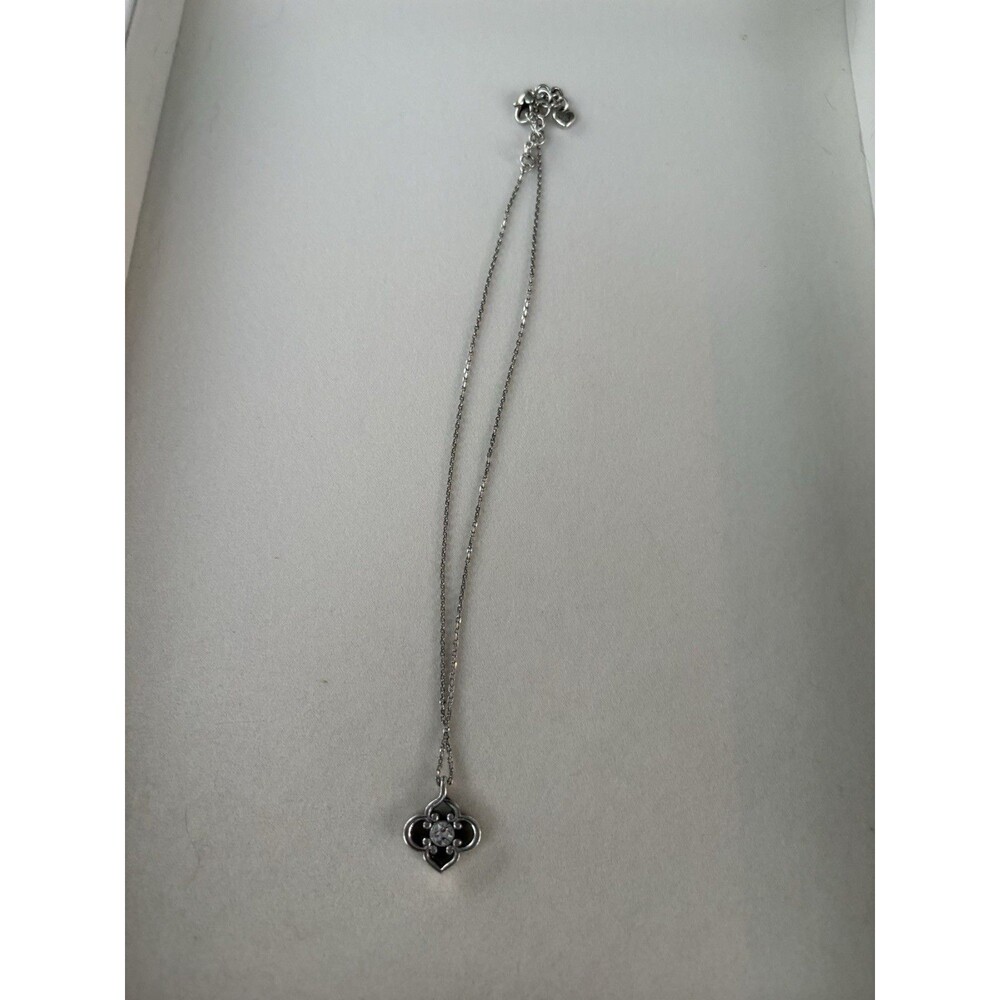 Brighton Toledo Convertible Long Silver Crystal Pendant Necklace 17” Reversible